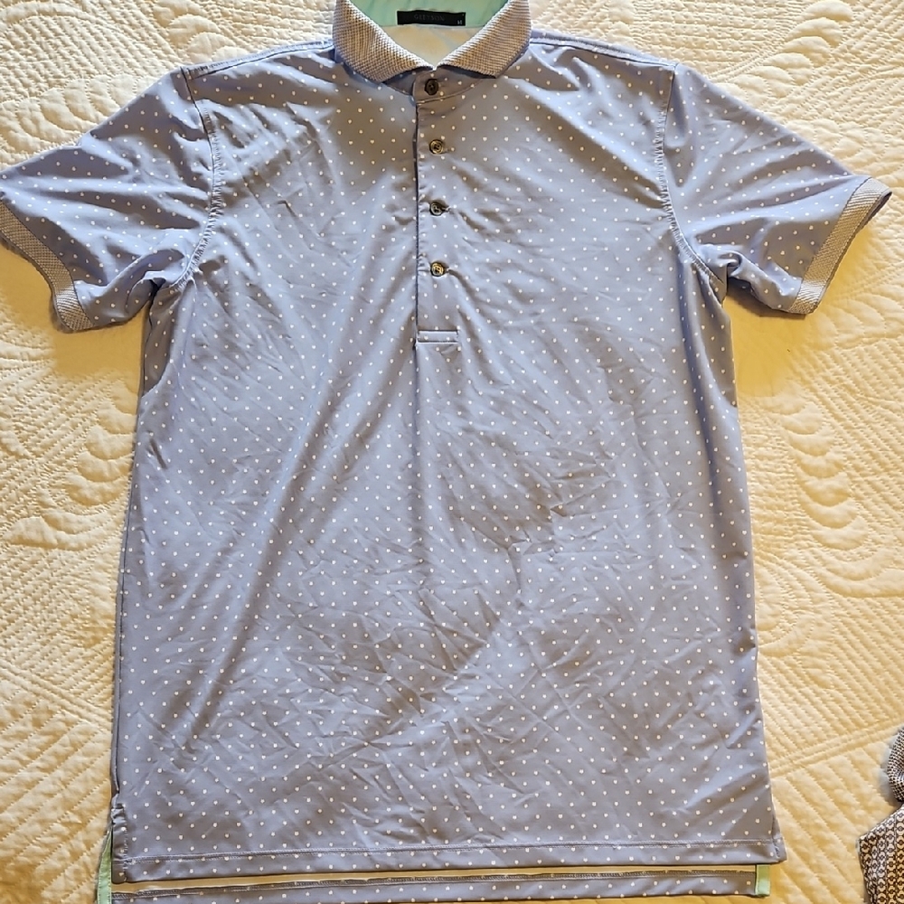Greyson Light Blue Polka Dot Polo Shirt